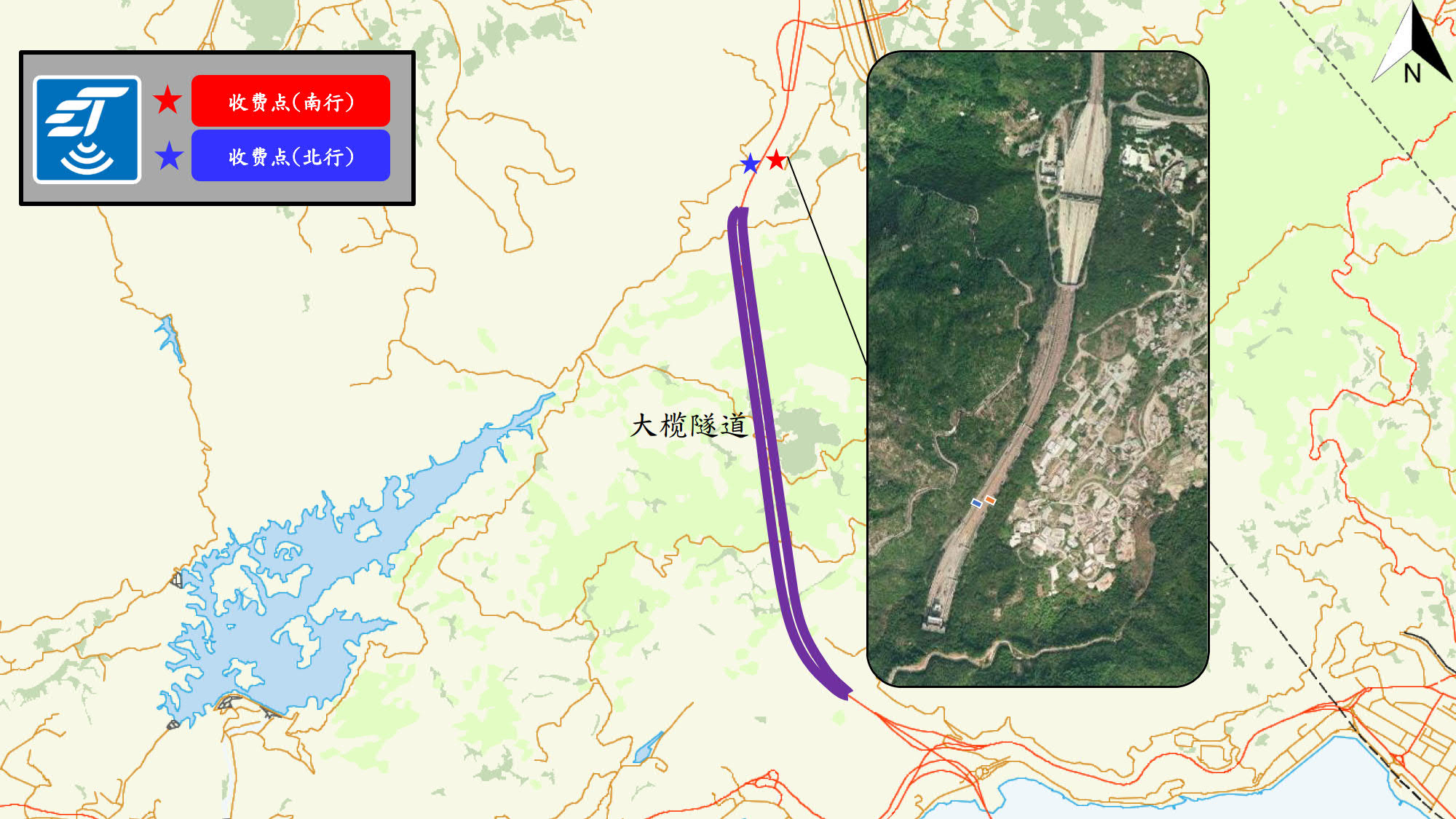 大榄隧道收费点位置图